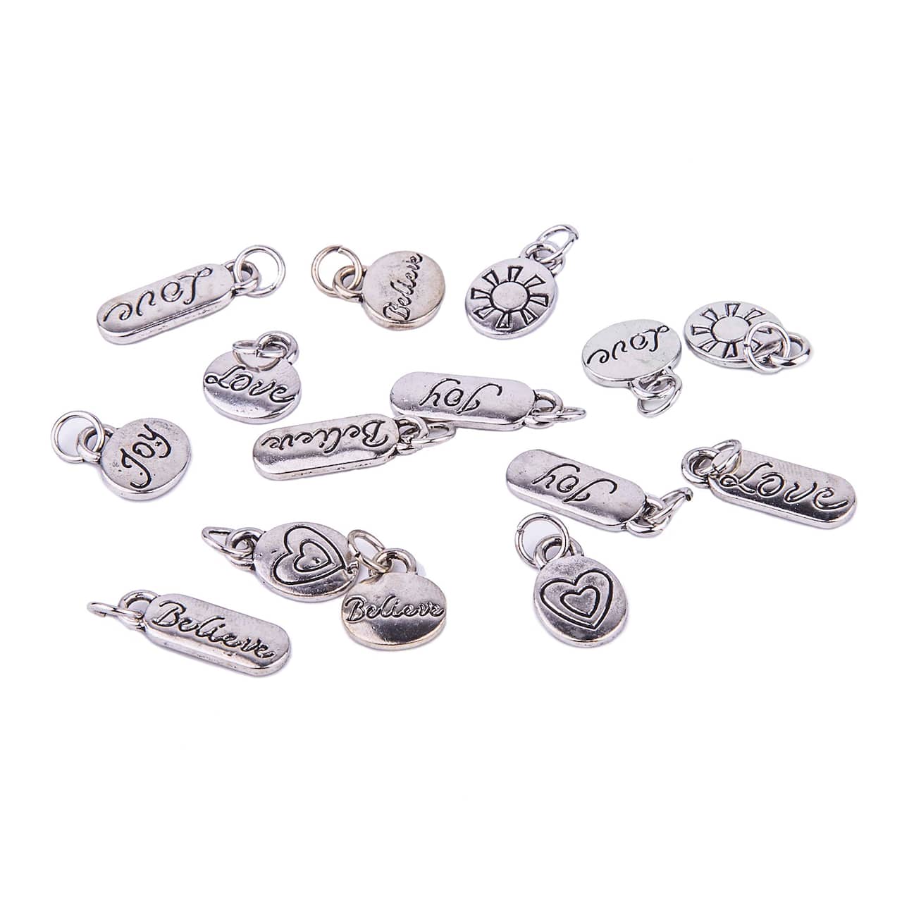 12 Packs: 15 ct. (180 total) Rhodium-Colored Words Charms by Bead Landing™